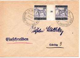 58877 - Deutsches Reich - 1943 - 2@6Pfg Grosser Preis Von Wien A Bf SoStpl WIEN - GROSSER PREIS VON WIEN -> Goerlitz - Hippisme