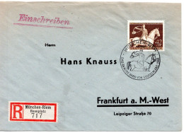 58878 - Deutsches Reich - 1943 - 42Pfg Braunes Band EF A R-Bf SoStpl MUENCHEN - DAS BRAUNE BAND ... -> FRANKFURT - Hippisme