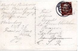 58888 - Deutsches Reich - 1936 - 10Pfg Hindenburg EF A AnsKte NUERNBERG -> Tschechoslowakei - Lettres & Documents