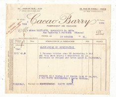 Facture , CACAO BARRY, Paris, 1931,  Frais Fr 1.65e - Alimentare