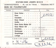 TICKET DE STATION D'ESSENCE ESSO - JOSEPH MOZE - SENNINGERBERG - LUXEMBOURG. - Luxemburg