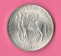 ITALIA Repubblica 500 Lire 1985 Etruschi Ancient Italian Peoples Silver Coins Italy - Herdenking