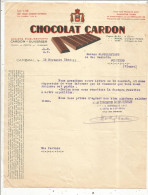 Lettre Commerciale, CHOCOLAT CARDON, CAMBRAI, 1933, Frais Fr 1.75 E - Alimentare