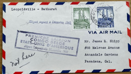 BELGIUM CONGO-USA-GAMBIA-1941,  FIRST FLIGHT COVER,LEOPOLDVILLE - BATHURST, WW II,   KING ALBERT MEMORIAL 2 DIFF STAMP, - Covers & Documents