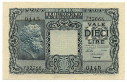 10 LIRE BIGLIETTO STATO GIOVE LUOGOTENENZA UMBERTO VENTURA 23/11/1944 SUP+ - Otros