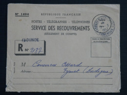 BU14 CAMEROUN FRANCAIS LETTRE RECOUVREMENT 1957  YAOUNDE A EYMET  FRANCE + AFF. INTERESSANT ++ - Briefe U. Dokumente