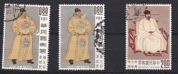 1962, Peintures Chinoises Anciennes – Empereurs, 3 Timbres, Scan Recto Verso - Gebraucht