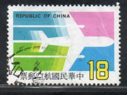 CHINA REPUBLIC CINA TAIWAN FORMOSA 1987 AIR POST MAIL AIRMAIL AIRPLANE 18$ USED USATO OBLITERE' - Poste Aérienne