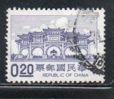 CHINA REPUBLIC CINA TAIWAN FORMOSA 1981 CHIANG KAI-SHEH MEMORIAL HALL 20c USED USATO OBLITERE' - Oblitérés