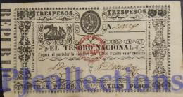 PARAGUAY 3 PESOS 1868 PICK 31 AU/UNC RARE - Paraguay