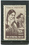 TURKEY/TURKIYE - 1943   13 1/2k  EXPO  MINT NH - Unused Stamps