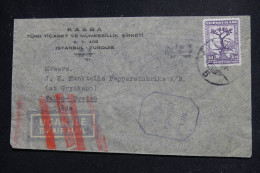 TURQUIE - Enveloppe Commerciale De Istanbul Pour La Suède Par Avion Via Damas En 1945 Avec Cachet De Censure - L 144413 - Covers & Documents