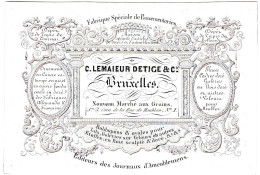 Belgique "Carte Porcelaine" Porseleinkaart, C. Lemaieur Detige & Cie, Fab De Passementeries, Bruxelles, Dim:117 X 79mm - Porseleinkaarten