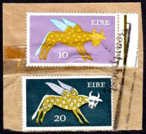 1974 No Wmk. 20p Ox With Error Missing Yellow (face And Body Circles), Ochre Shifted Down, Used On Small Piece - Used Stamps