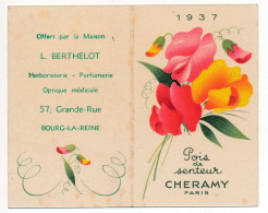 Ancienne Carte Parfumée Publicitaire Calendrier 1937 POIS DE SENTEUR CHERAMY Paris Parfum Perfume Card - Anciennes (jusque 1960)