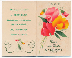 Ancienne Carte Parfumée Publicitaire Calendrier 1937 POIS DE SENTEUR CHERAMY Paris Parfum Perfume Card - Antiquariat (bis 1960)