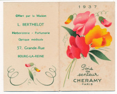 Ancienne Carte Parfumée Publicitaire Calendrier 1937 POIS DE SENTEUR CHERAMY Paris Parfum Perfume Card - Vintage (until 1960)