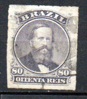 Col33 Brasil Bresil 1876 N° 33 Oblitéré Percé En Ligne Cote : 25,00€ - Usati