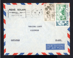 S4461-ETABLISSEMENTS DE L'OCEANIE-AIRMAIL COVER PAPEETE To RIQUEWIHR (france) 1954.Enveloppe FRENCH OCEANIA. - Cartas & Documentos