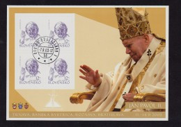 Feuillet De 4 Timbres 2003 Pape Jean Paul II YT BF 22 Mi 466 Oblitéré - Blocks & Kleinbögen