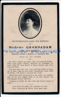 Image Pieuse Memento Mori Généalogie Faire-part Décès Madame GRANDADAM Née Alice SCHMITT 26 Ans Bruyères (88) Vosges WW1 - Obituary Notices