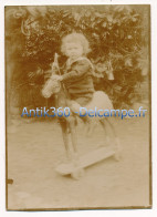 Photographie Ancienne XIXe Portrait D'un Enfant Sur Cheval à Bascule / Roulette Photo - Anonieme Personen