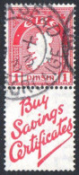 1931-39 1d Attached To Label Buy Savings Certificates, Wmk. Inverted, Fine Used In 1933 With Cork Double-ring Cds - Used Stamps