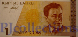 KYRGYZSTAN 1 SOM 1994 PICK 7a UNC PREFIX "AA" - Kirguistán