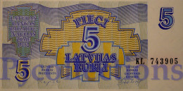 LATVIA 5 RUBLI 1992 PICK 37 UNC - Latvia