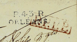 1820 Marque Postale "P.43.P"  ORLEANS CACHET ROUGE « P.P.P.P. » Port Payé > Foache  Le Havre Négociants Traite Négrière - 1801-1848: Vorläufer XIX