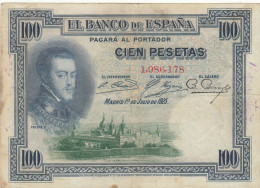 CRBS0802 BILLETE ESPAÑA 100 PESETAS 1925 CON RESELLO EN SECO MBC - 100 Pesetas