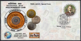 India, 2019, Special Cover, PHILA NUMISMATIC COVER, SHANTIPEX, Gandhi, Aagar Coin Society, Coin, Inde, Indien, C23 - Briefe U. Dokumente