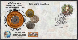 India, 2019, Special Cover, PHILA NUMISMATIC COVER, SHANTIPEX, Gandhi, Aagar Coin Society, Coin, Inde, Indien, C23 - Brieven En Documenten