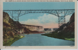 Twin Falls Jerome Bridge Over Snake River  View Half Mile Below Bridge  Idaho USA. Vintage Cliff - Twin Falls