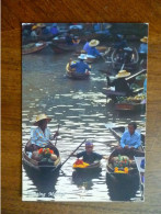 CPSM Timbre Stamp  écrite - THAILANDE THE FLOATING MARKET AT DAMNERNSADUAK RAJBURI ENFANT SUR LE MARCHE FLOTTANT - Thaïlande