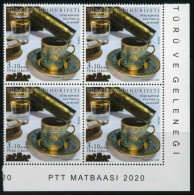 Türkiye 2020 Mi 4596 MNH Turkish Coffee Culture, Gastronomy, Traditions, Porcelain [Block Of 4] - Other & Unclassified