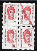 ARGENTINA - AÑO 1977/78 - Serie Proceres Y Riquezas Nacionales III - Gral Don José De San Martín - Cuadro 100p (b) Usado - Used Stamps