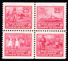 Canada 1940-41 War Savings Block Of 4 Lightly Mounted Mint. - Other & Unclassified