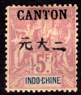 Canton 1903-04 5f Fine Unused Without Gum (signed Bolaffi). - Unused Stamps