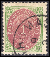 Danish West Indies 1873-1902 1c Claret And Green Inverted Frame Perf 12½ Fine Used. - Danimarca (Antille)