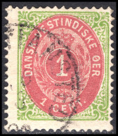 Danish West Indies 1873-1902 1c Reddish-purple And Light Green Perf 14 Inverted Frame Fine Used. - Denmark (West Indies)