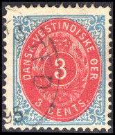 Danish West Indies 1873-1902 3c Brown-red And Blue Perf 14 Inverted Frame Fine Used. - Danimarca (Antille)