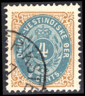 Danish West Indies 1873-1902 4c Pale Blue And Yellow-brown Perf 12½ Normal Frame Fine Used. - Danimarca (Antille)