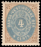 Danish West Indies 1873-1902 4c Pale Blue And Yellow-brown Perf 14 Fine Lightly Mounted Mint. - Danimarca (Antille)