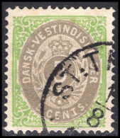 Danish West Indies 1873-1902 5c Drab And Yellow-green Perf 14 Inverted Frame Fine Used. - Denmark (West Indies)