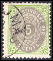 Danish West Indies 1873-1902 5c Light-drab And Light Yellow-green Inverted Frame Perf 12½ Fine Used. - Danimarca (Antille)