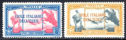 Dodecanese Islands 1932 Garibaldi Air Express Pair Very Fine Lightly Mounted Mint. - Dodecaneso