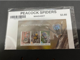 (4 R 47) New - Australia Post Stamp Pack (mint Mini-sheet + 3 Stamps) Peacock Spiders (un-opened) - Issue 9 May 2023 - Brieven En Documenten