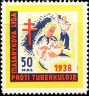 CZECHOSLOVAKIA - 1938 50Hal CHRISTMAS SEAL For The Masaryk League Against Tuberculosis (Ref.052) - Maladies