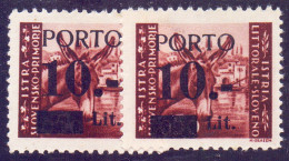 TRIESTE - SLOVENIA - SEGNAT. 10L "0 INCLINATA A SINISTRA + AMPIO ZERO" - **MNH - 1945 - RARISSIMA - Impuestos